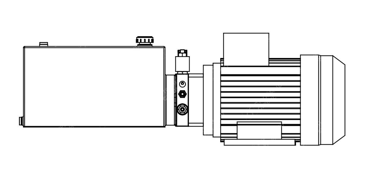 Станция насосная гидравлическая TDDL-00-1015-CT385-0400-001: 22MPa. 380V 4 KW. 1450RPM 5,8cc/r 20L Tank steel round horizontal. SV-08-2NCP-M-AC220V. Port G3/8" With 2 button remote cable