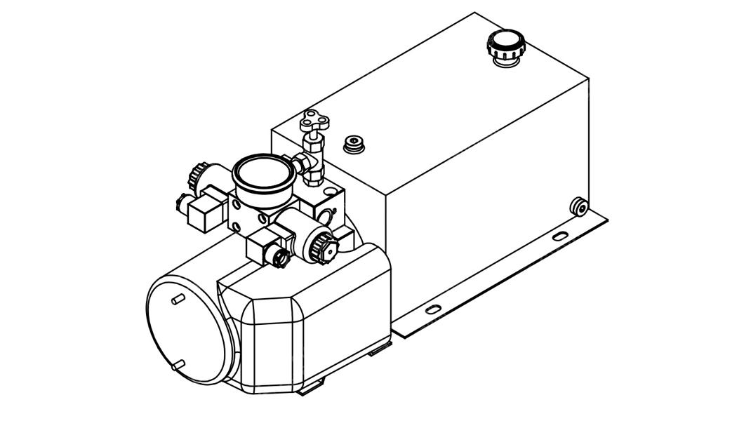 Станция насосная гидравлическая TDDL-00-2002-DC024-0220-006: 20MPa. 24V 2,2 KW.2500RPM 2,1cc/r 10L Tank. steel square horizontal. DSG-02-3C6-DC24V. Port G3/8" With Pressure gage With the bracket for motor and the protect cover for motor